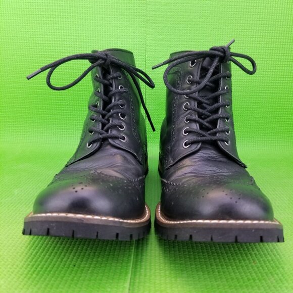 ✅Studio Ink Cowboy Men's 9.5 BLACK Leather Brogue Wingtip Chukka Boots Lace-up - Picture 9 of 12